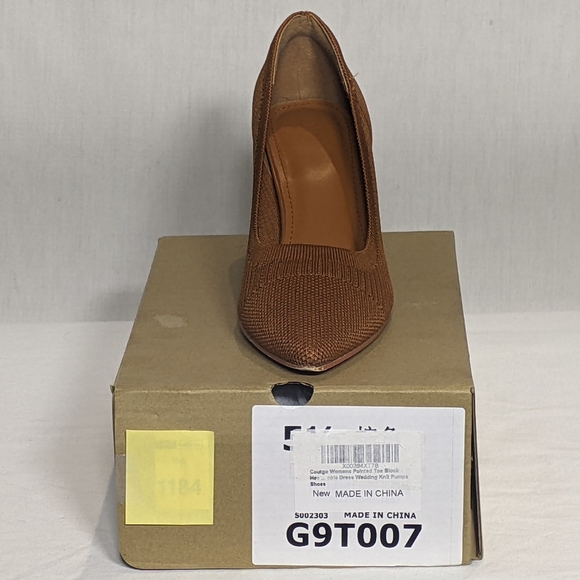 NEW Coutgo Womens Knit Pointed Toe Block Heel Unique & Stunning Sz 5.5 brown - Picture 4 of 4